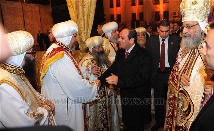 The Egyptian president El-Sisi at the Coptic cathedral in Cairo to celebrate Christmas (Albawaba news)