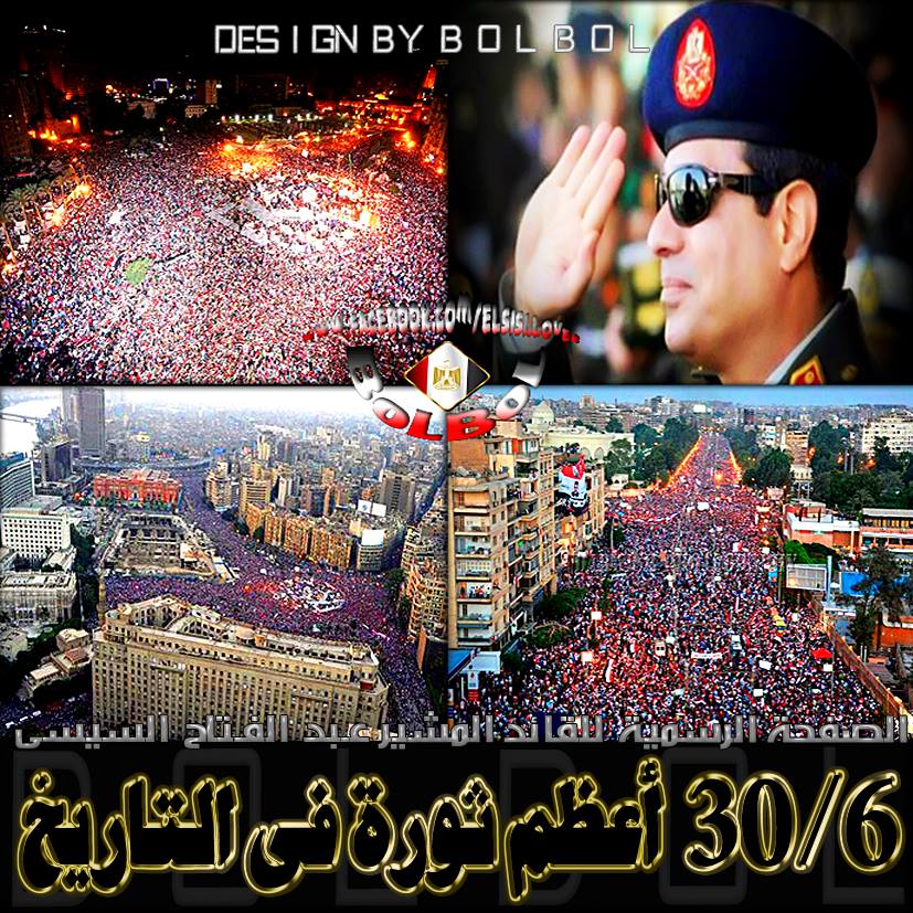 The poster of the revolutionaries during the 2nd anniversary of the 30th of June revolution, 2015. The poster shows the gathering of the Pharaohs on the streets of Egypt to call for the end of radical Islamism in Egypt, and deposing the 1-year islamist president.