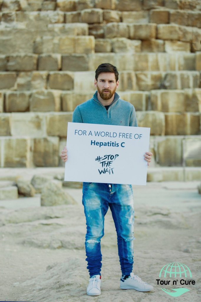 Lionel Messi at the Giza Pyramids of Egypt 2017, to support the Tour n Cure program for health treatment in Egypt
