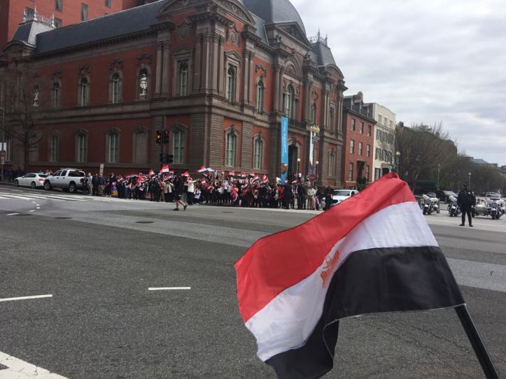 Egyptians in the USA welcome President El-Sisi during his visit to the White House (Source: Youm7)
