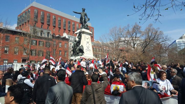 Egyptians in the USA welcome President El-Sisi during his visit to the White House (Source: Youm7)