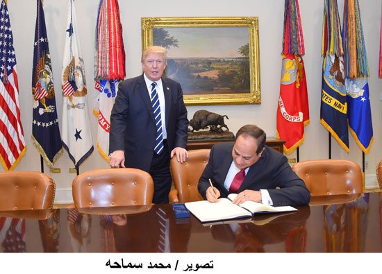 President El-Sisi of Egypt meet USA Counterpart at the White House (Source: Youm7)