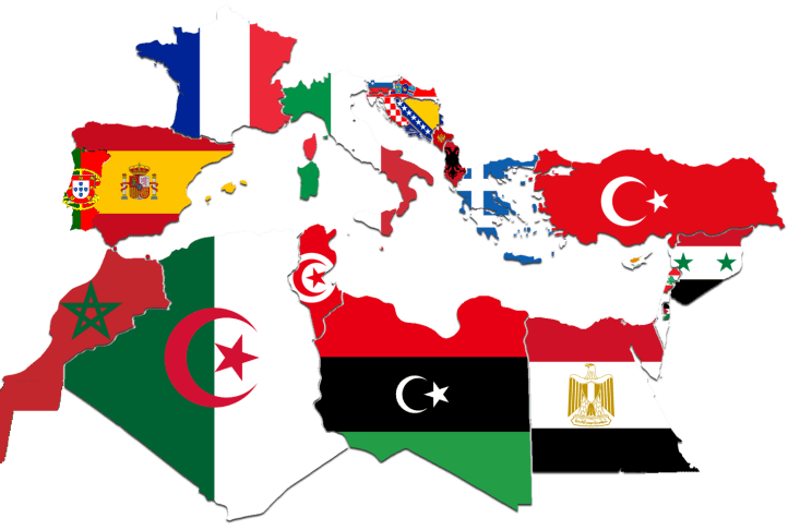 The Mediterranean Countries by flag map (source: edited version based on original by CaptainVoda)