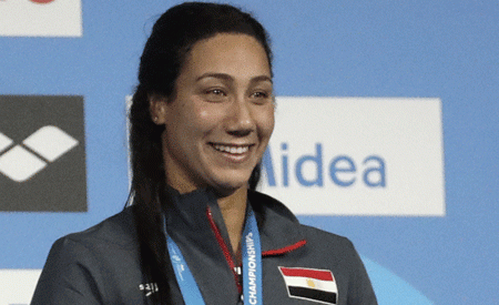 Farida Osman Egypt Swimming Champion gets Bronze Medal in FINA Chamionship 2017