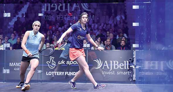2017-12-31 Raneem El-Weleily and Nour El-Sherbini in the PSA Squash Women World Final - Manchester England 2017 - Al-Ahram