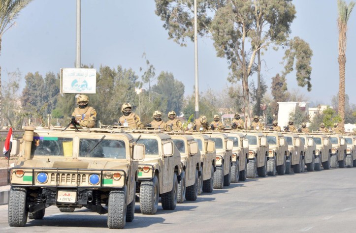 2018-02-10 Egyptian armoured infantry marching towards the easters borders to conduct operations Al-Ahram