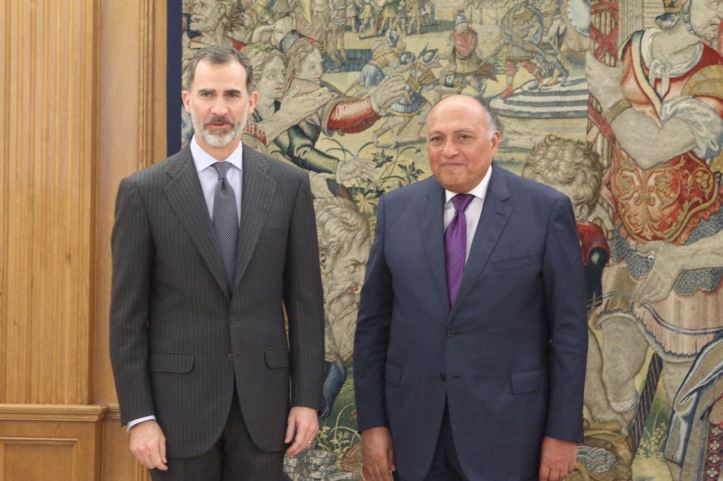 2018-02-18 Spains King Felipe VI with Egypt's FM Egypt Today 01