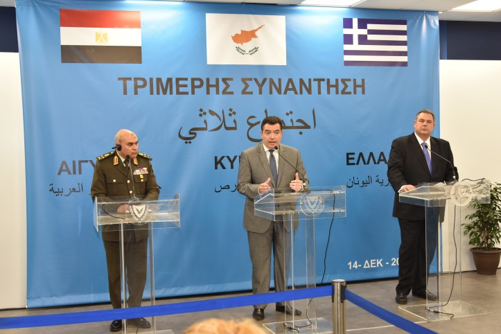 2018-03-11 Greek Egyptian Cypriot Ministers of Defense in Nicosia