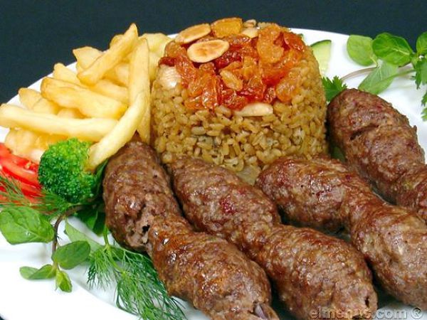 2018-07-04 Egyptian Cuisine Kabab and Kofta with rice moamar Elmenus