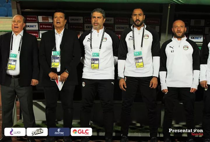 2019-11-26 Egypt AFCON U23 African Football Cup - Egyptian Team Coaches sing anthem